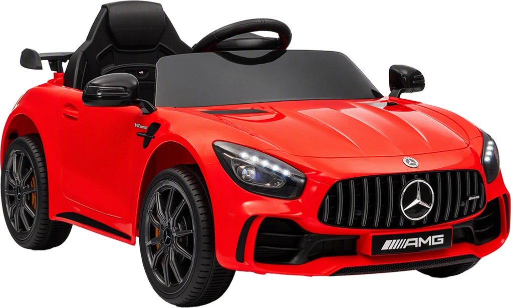Carro Elétrico para Crianças Carro Mercedes-Benz AMG GTR com Bateria 12V Faróis Buzina e Música 108x67x46 cm Vermelho