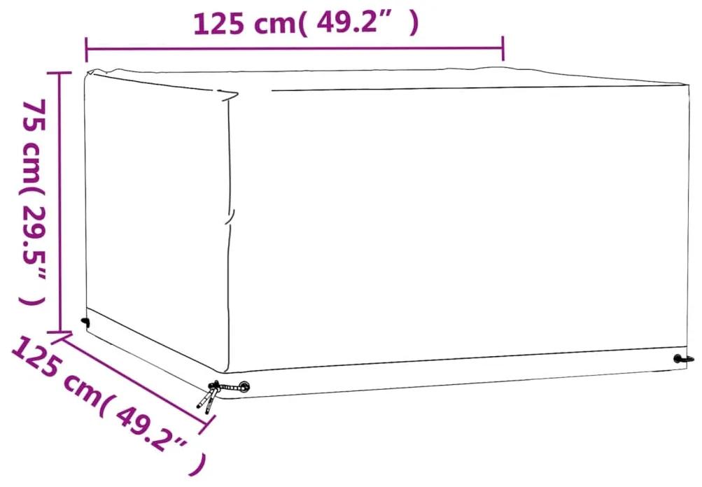 Capa para mobília de jardim 8 ilhós 125x125x75 cm quadrado
