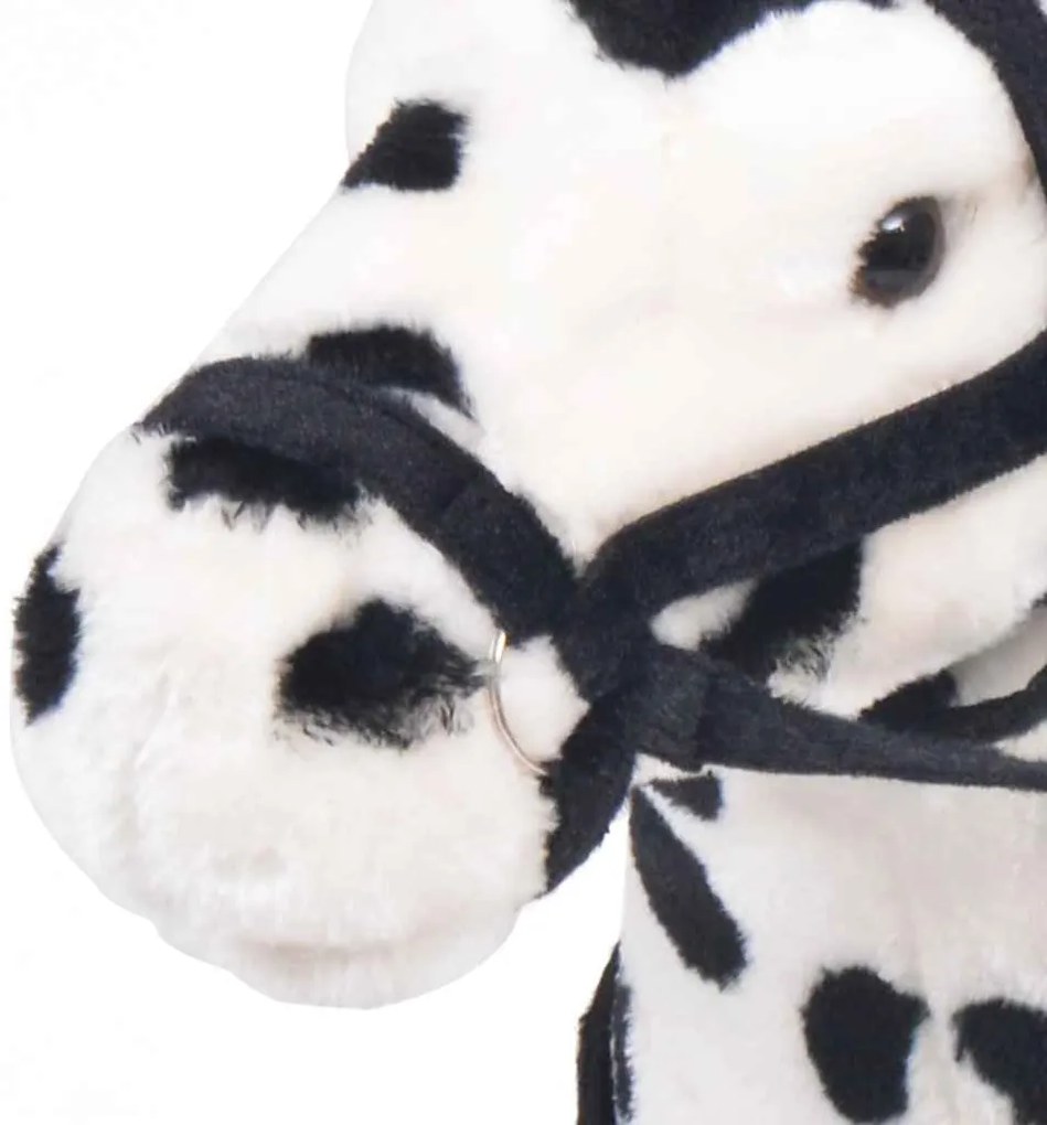 Brinquedo de montar cavalo peluche preto e branco XXL