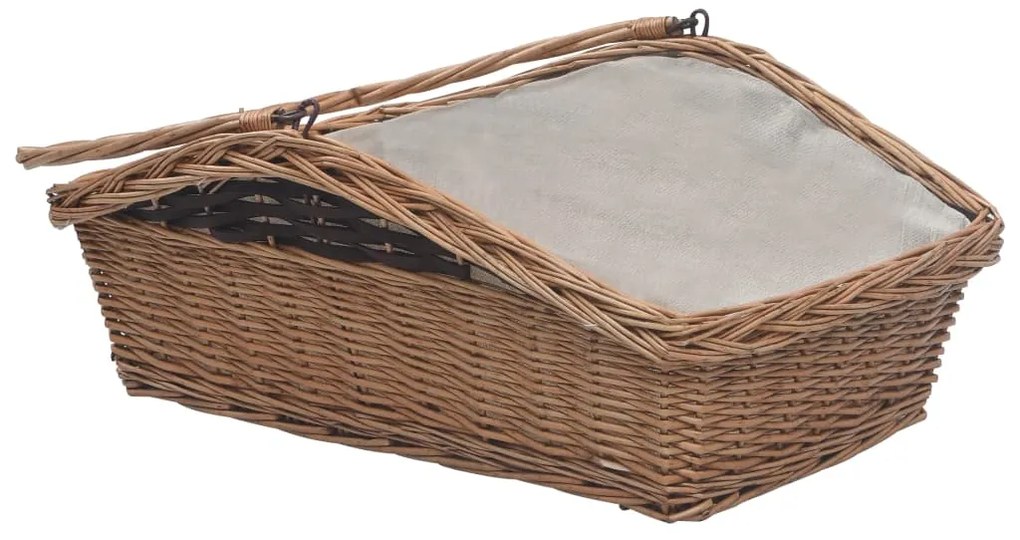 Cesto para lenha com pega 61,5x46,5x58 cm salgueiro castanho