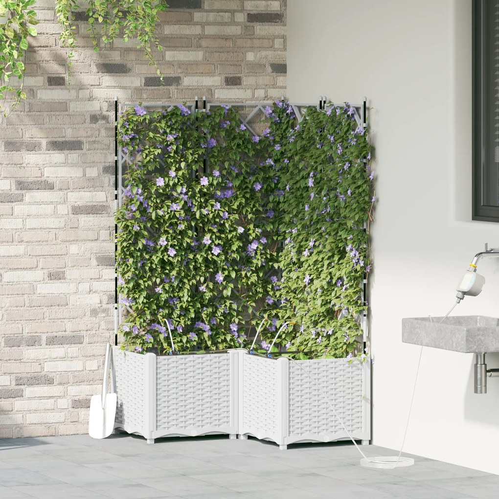 Jardineiras com Sistema de Irrigação 3 pcs Branco