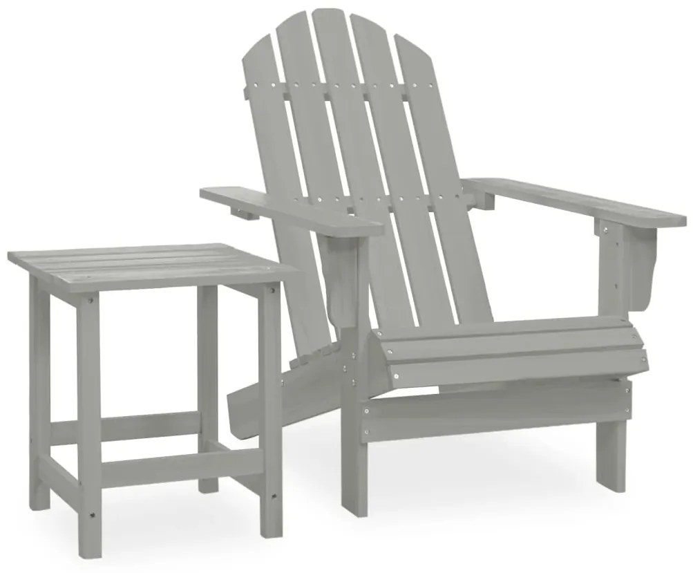 vidaXL Cadeira de jardim Adirondack com mesa madeira de abeto cinzento