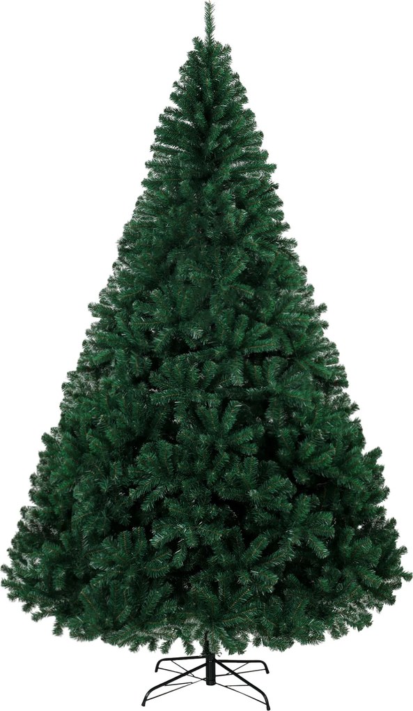 HOMCOM Árvore de Natal em Abeto 270 cm com Ramos Articulados, 2418 Pontas em PVC Ignífugo, Montagem Rápida, Base em Aço, Verde | Aosom Portugal