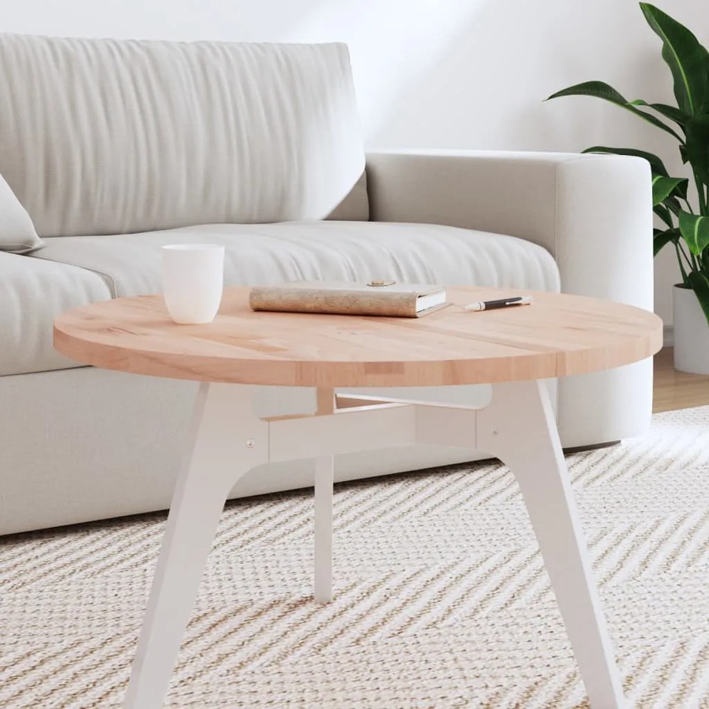 vidaXL Tampo de mesa redondo Ø70x2,5 cm madeira de faia maciça