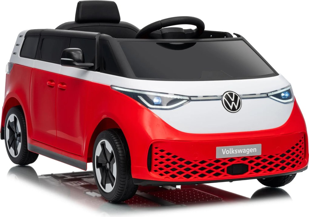 Carro elétrico para crianças Volkswagen ID Buzz 12V, Pneus em borracha, bancos em pele sintética Vermelha