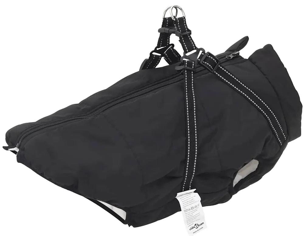casaco para cães com arnês impermeável reflexivo preto L48
