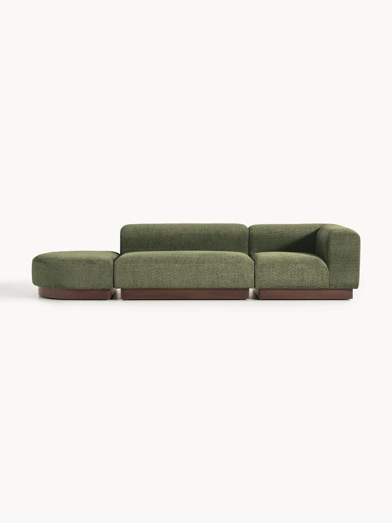 Módulo com chaise longue em teddy-bouclé Natalie, com repousa pés (esquerda/direita)