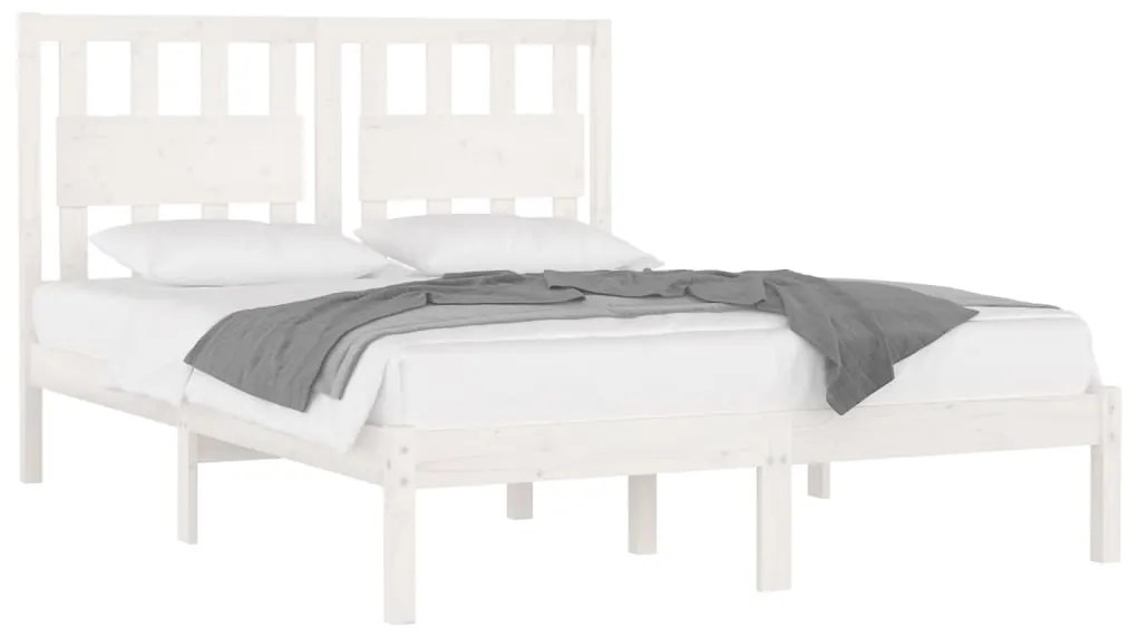 Estrutura de cama 160x200 cm madeira de pinho maciça branco