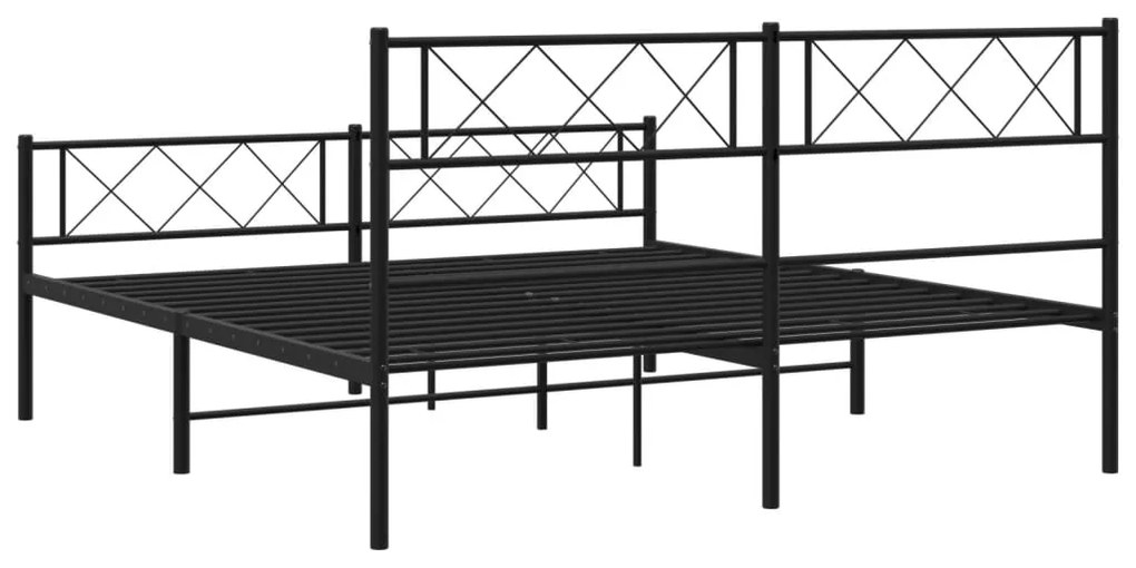 Estrutura de cama com cabeceira e pés 140x190 cm metal preto