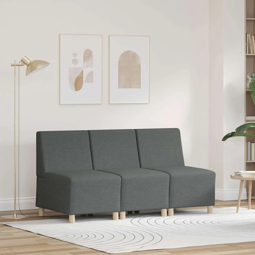 vidaXL Cadeira de Sofá Cinza Claro 55 cm em Tecido 3 pcs