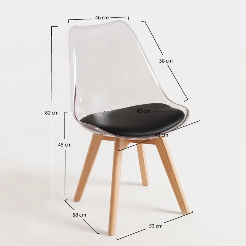 Cadeira Synk Transparente Assento - Preto
