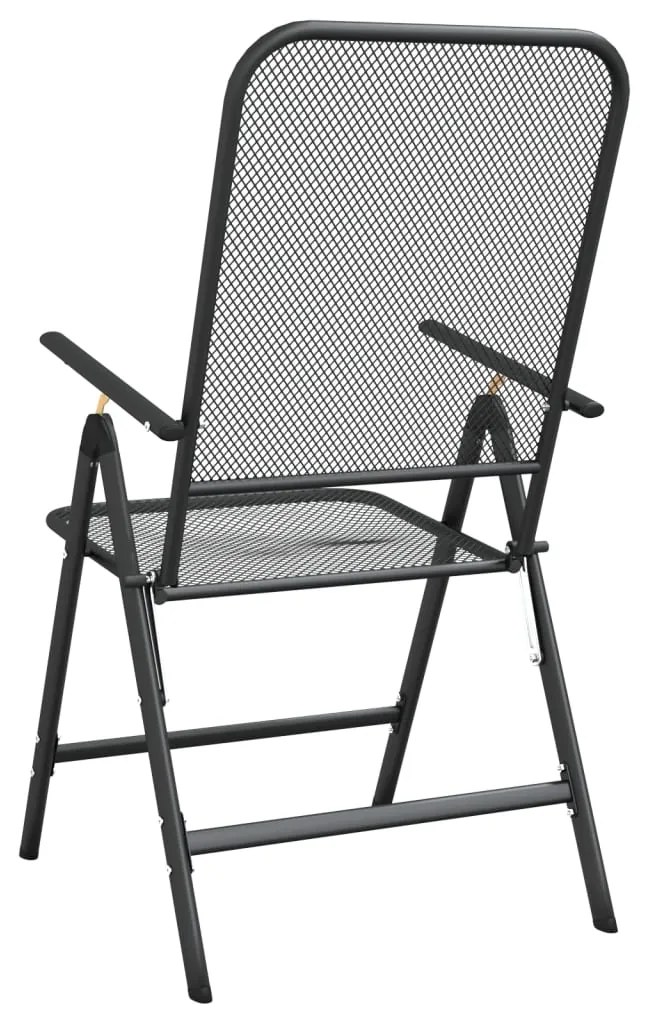Cadeiras jardim dobráveis 2 pcs malha metal expandido antracite