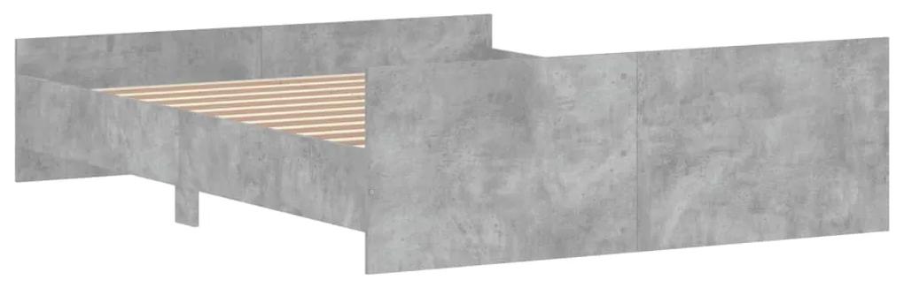 Estrutura cama c/ painéis cabeceira/pés 140x200cm cinza cimento