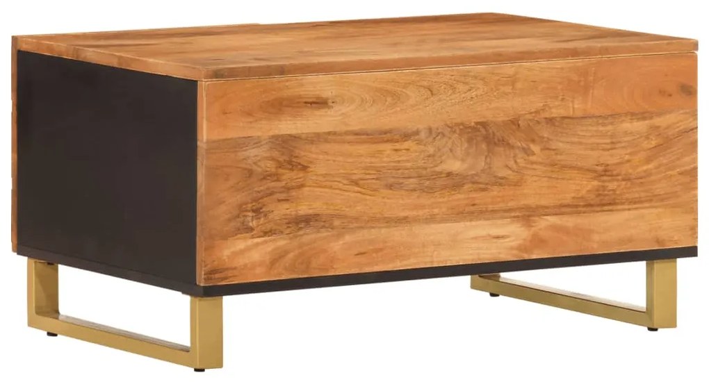 Mesa de centro 80x50x40 cm mangueira maciça castanho e preto