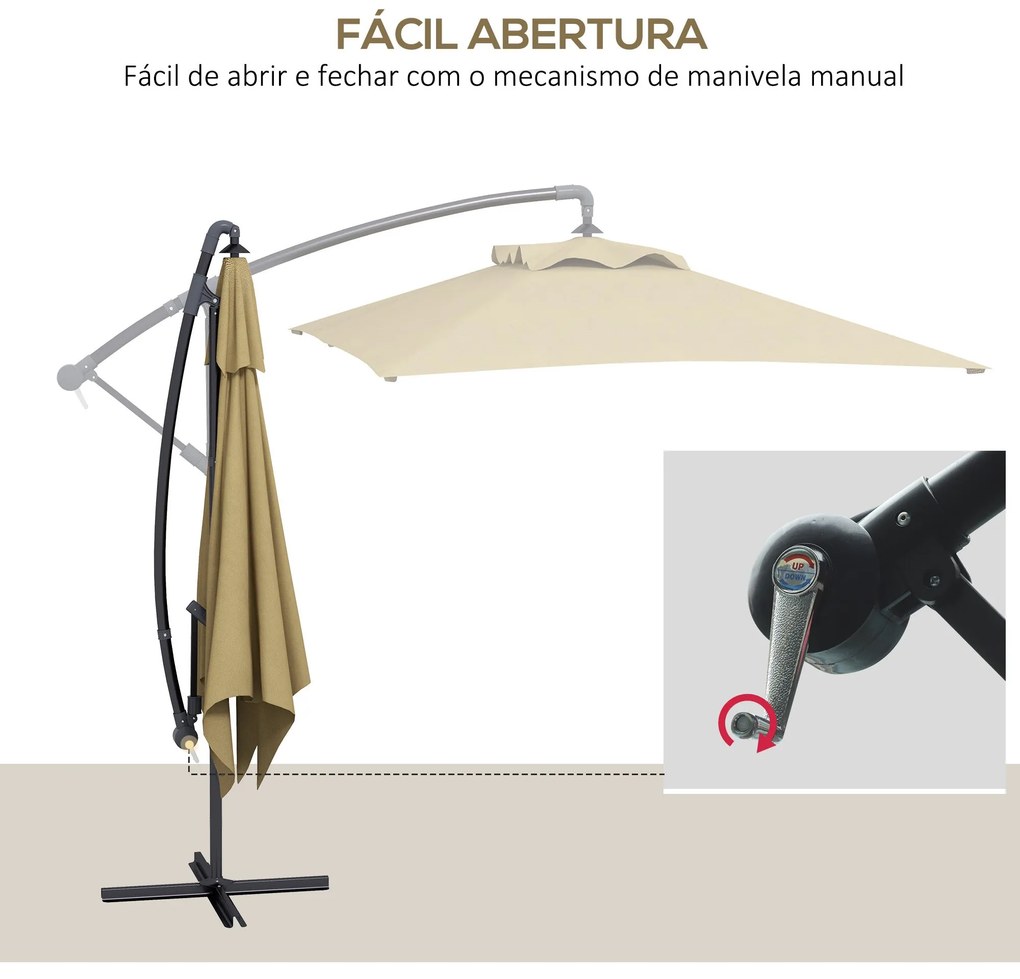 Chapéu de Sol Excêntrico 294x193 cm Chapéu de Sol de Jardim com Base C