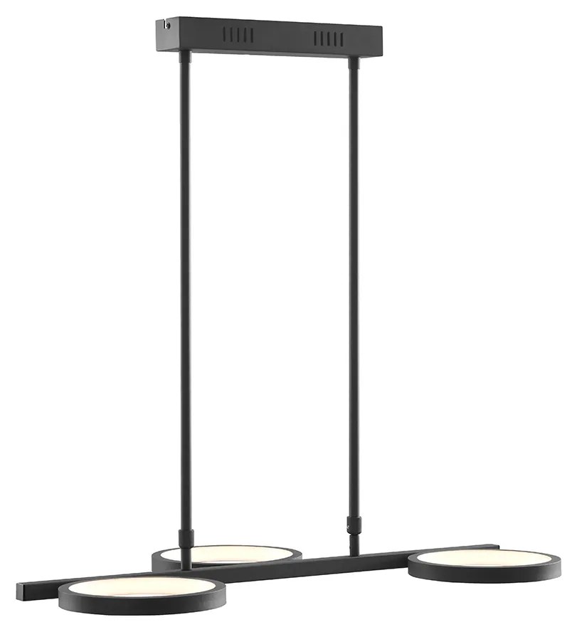 Candeeiro de suspensão moderno preto com LED regulável em 3 níveis 3 luzes - Vivé Moderno