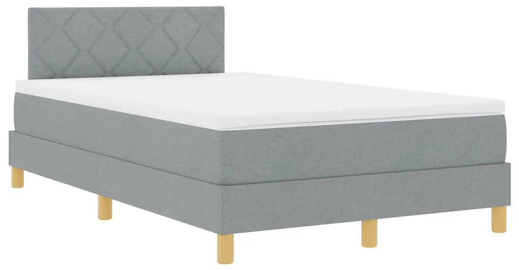 Cama Box Spring com Colchão Cinza Claro 120x190 cm Tecido