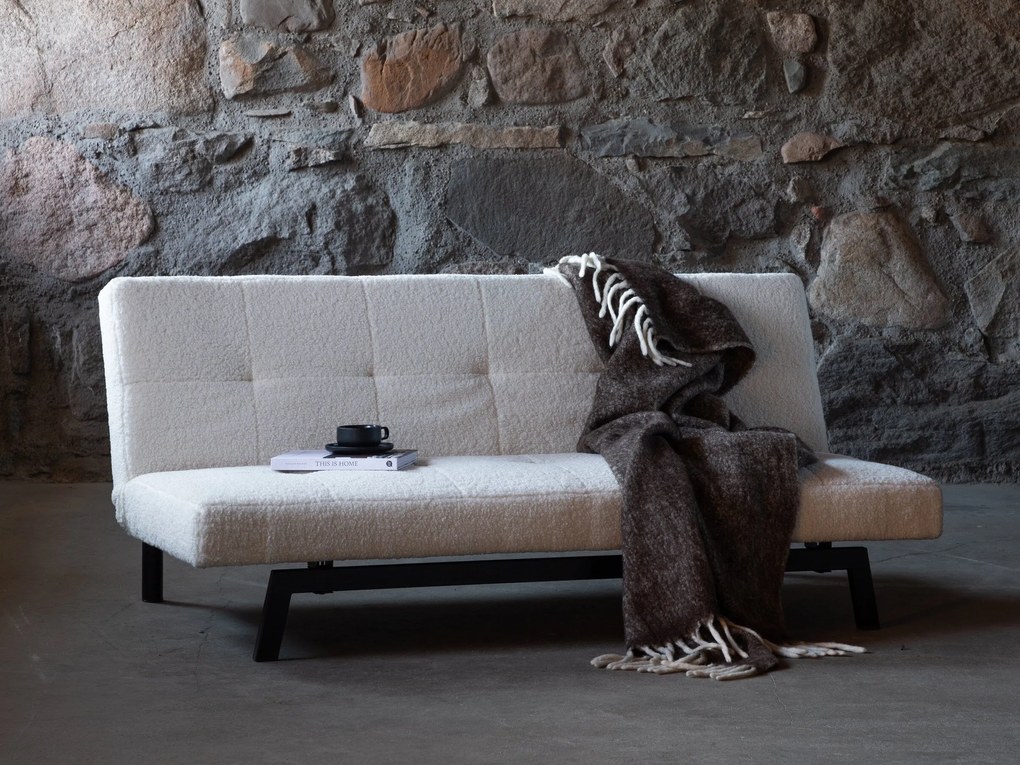 Sofá-cama Dallas 3111, Número de lugares: 3, Preto, Branco, 76x180x92cm, 30 kg, Pernas: Metal