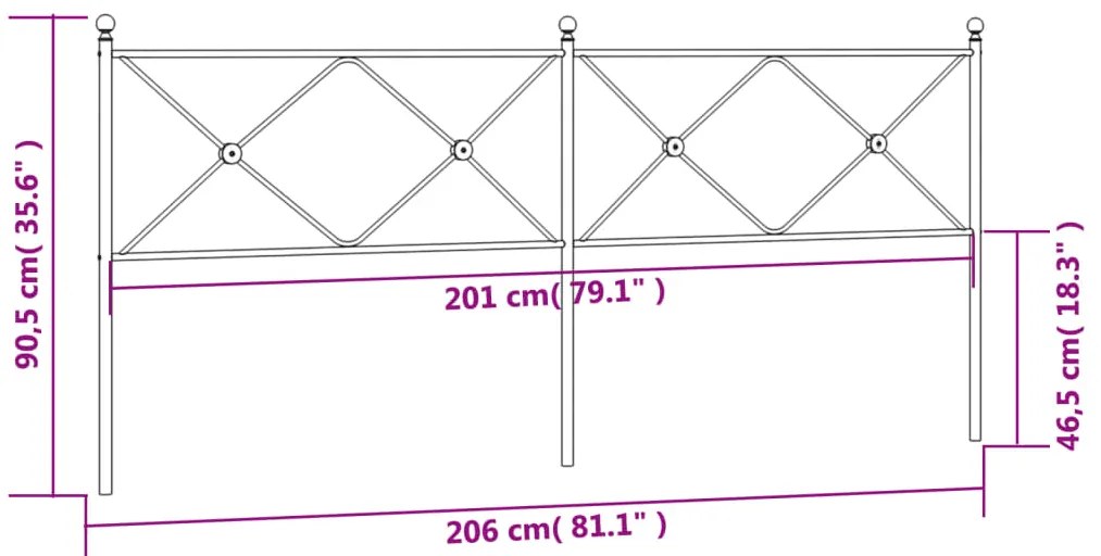 Cabeceira de cama 200 cm metal branco