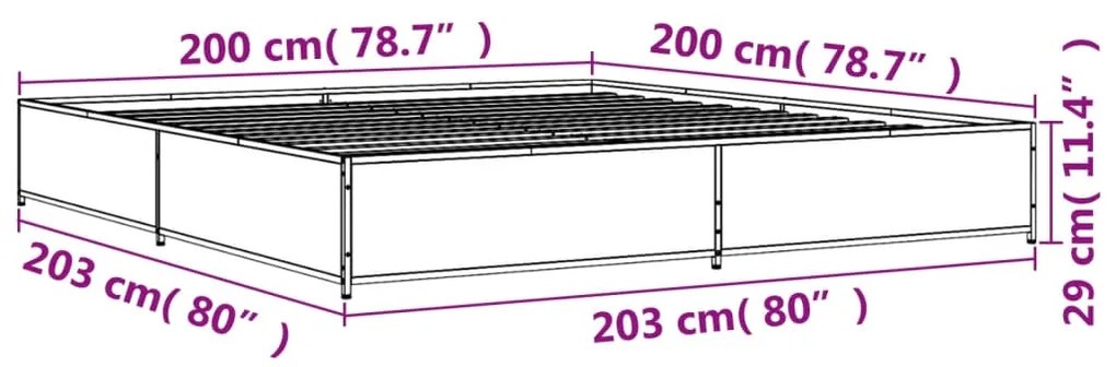 Estrutura de cama 200x200 cm derivados madeira/metal