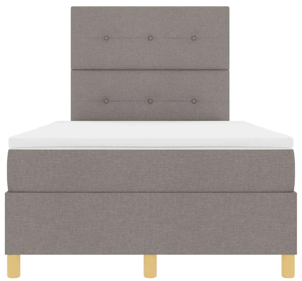 Cama Box Spring com Colchão &amp; LED Taupe 120x190 cm Tecido