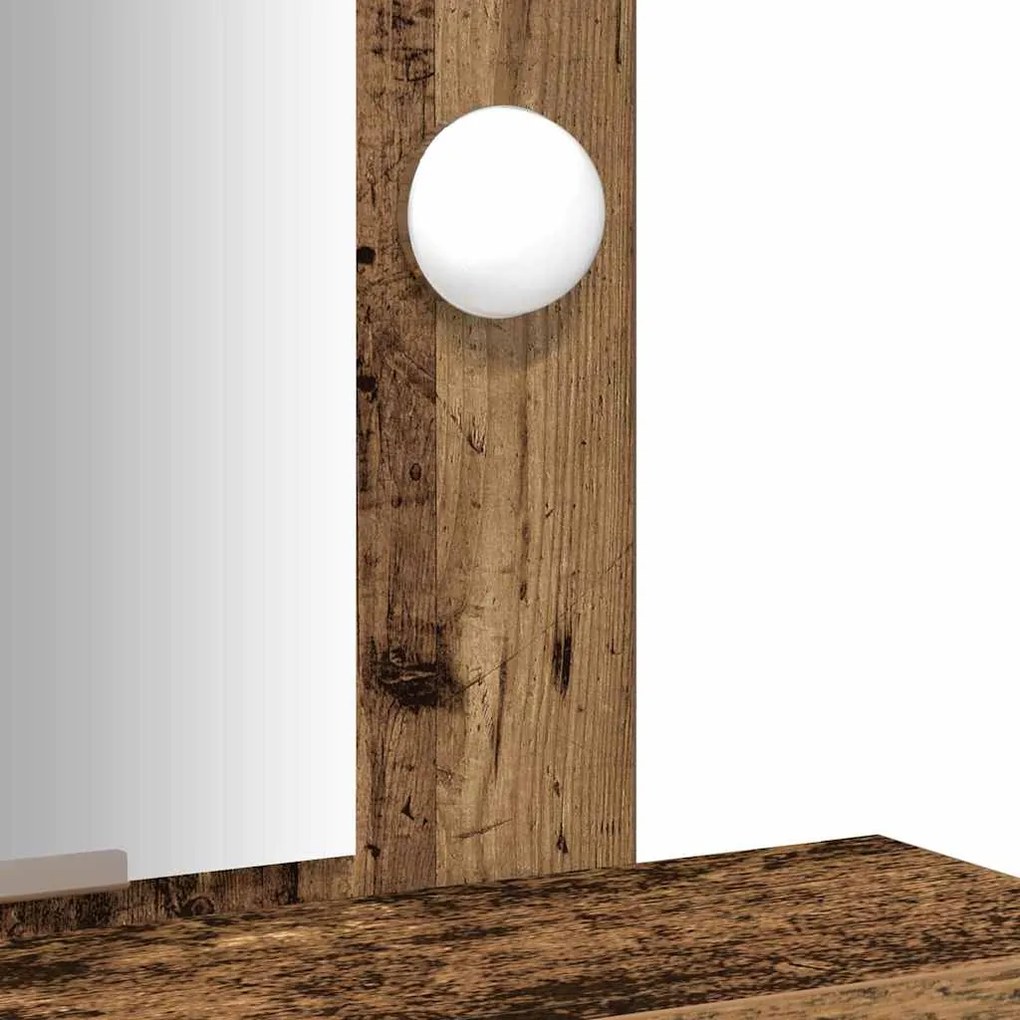 Mesa de Maquiagem vidaXL com Luzes de LED Madeira Antiga 50x41x140 cm