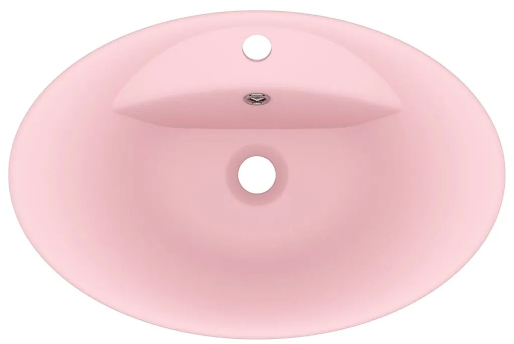 Lavatório luxuoso oval 58,5x39 cm cerâmica rosa mate