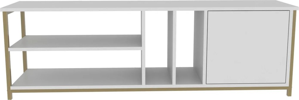 Móvel TV Oneida – Dourado e Branco – 140x35,3x50,8 cm