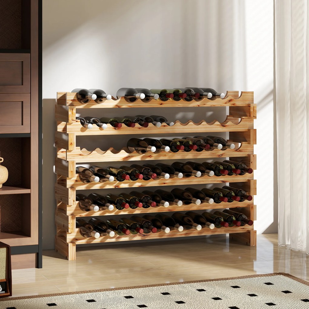 Garrafeira de Vinho para 72 Garrafas Garrafeira com 6 Níveis Suporte para Vinhos Vertical 114x28x85 cm Madeira