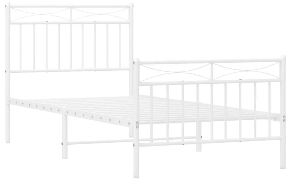 Estrutura de cama com cabeceira e pés 90x190 cm metal branco