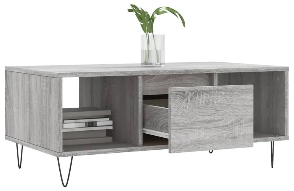Mesa de centro 90x50x36,5 cm derivados madeira cinzento sonoma