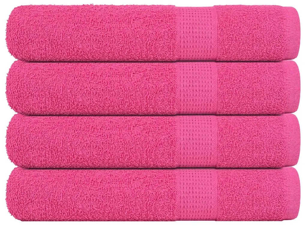 vidaXL Toalhas de sauna 4 pcs 80x200 cm 360 gsm 100% algodão rosa
