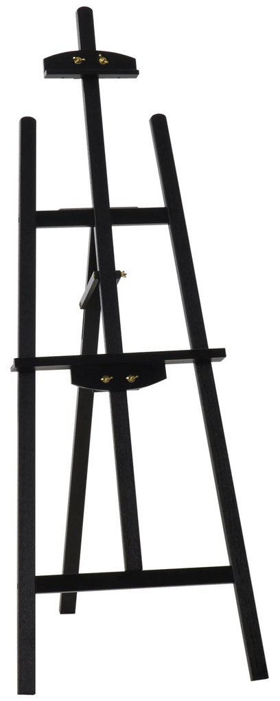 Cavalete para Pintura de Madeira Inclinável 90° com Suporte Tripé e Pincel 51,5x71,5x134,5cm Preto