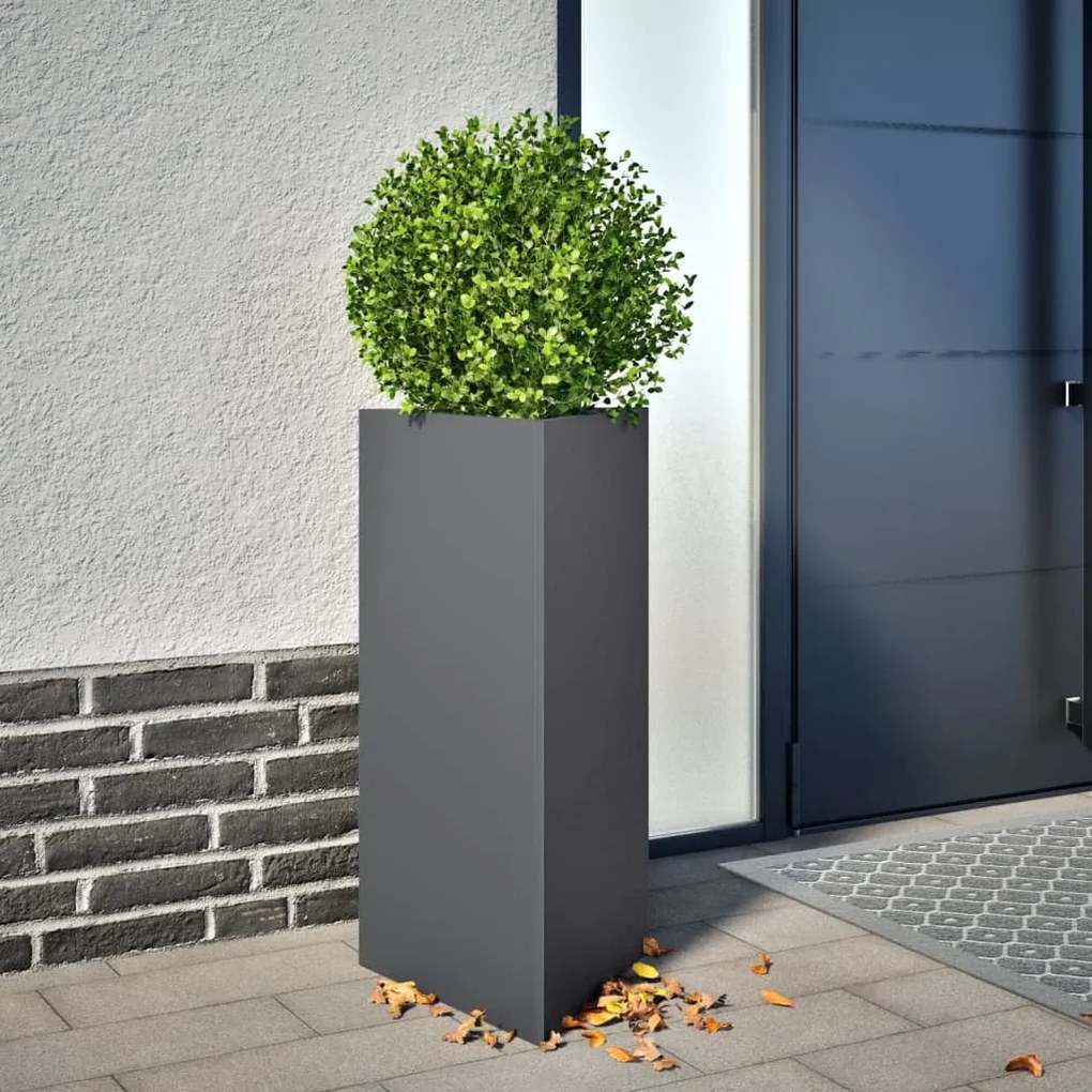 vidaXL Vaso/floreira de jardim triangular 40x34,5x70 cm aço antracite