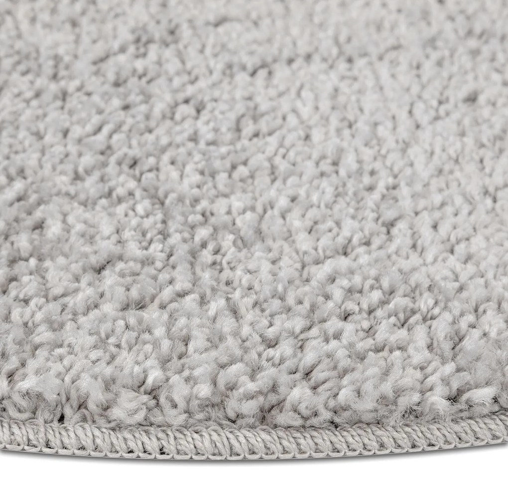 Tapete Shaggy vidaXL com Costura de Látex Cinza ø160 cm