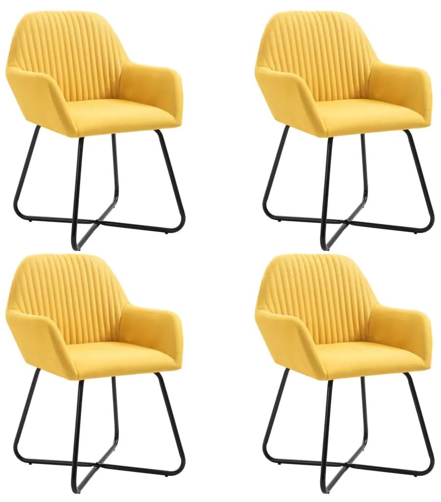277108 vidaXL Cadeiras de jantar 4 pcs tecido amarelo