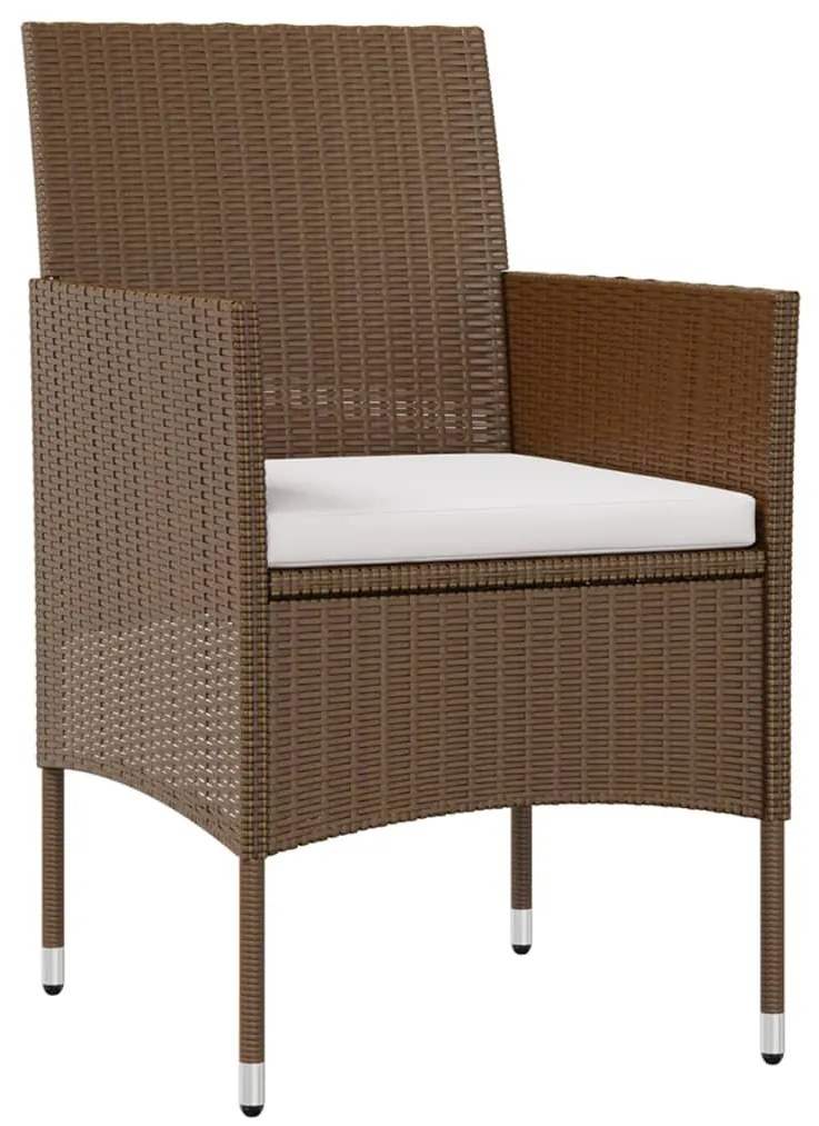 8 pcs conjunto lounge jardim c/ almofadões vime PE castanho