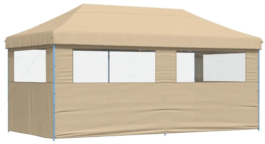 Tenda para festas pop-up dobrável com 3 paredes laterais bege