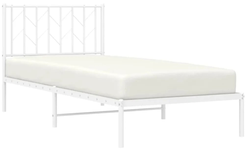 Estrutura de cama com cabeceira 90x190 cm metal branco