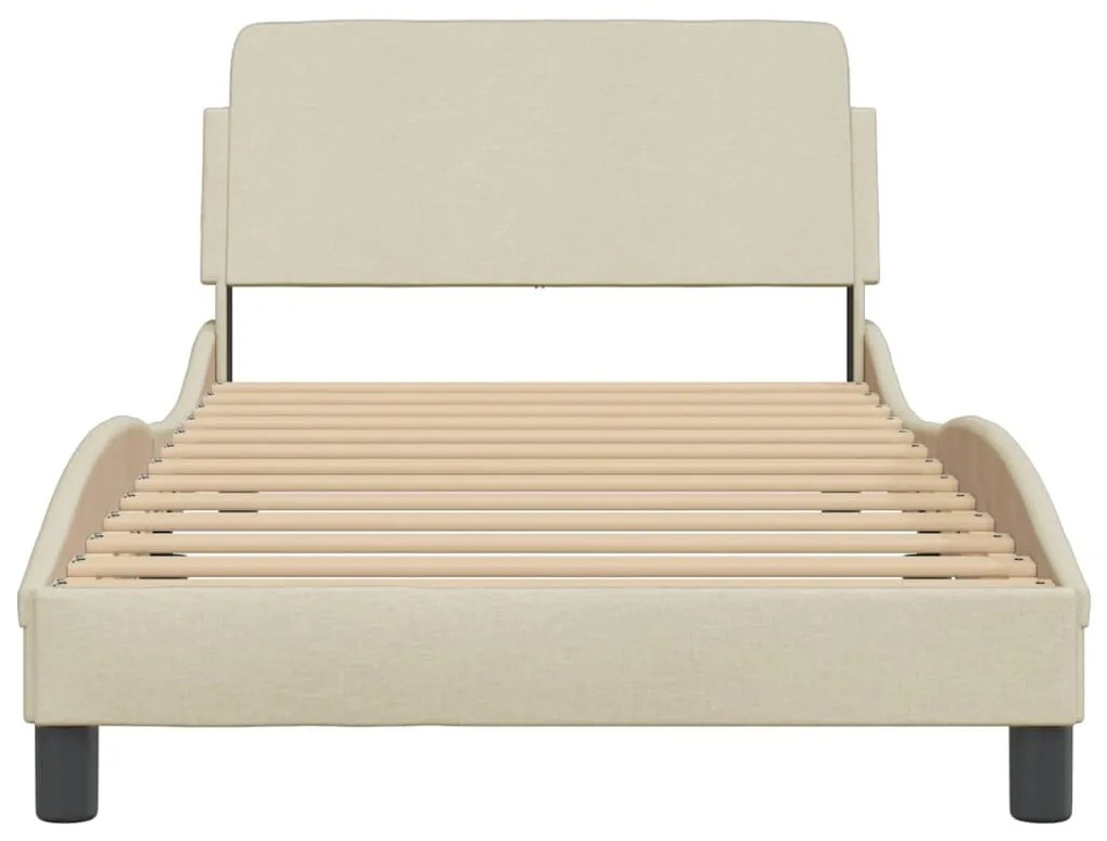 Estrutura de cama sem colchão 100x200 cm tecido cor creme