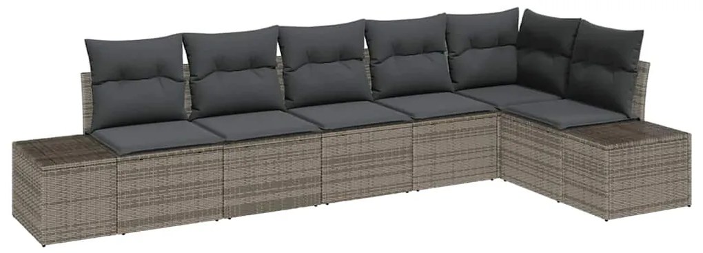 Conjunto de Sofá de Jardim de 6 Peças com Almofadas Cinzento Vime Sint