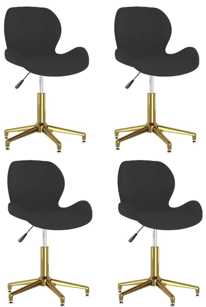 vidaXL Cadeiras de jantar giratórias 4 pcs veludo preto