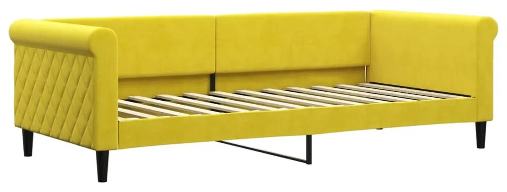 Sofá-cama com colchão 90x200 cm veludo amarelo