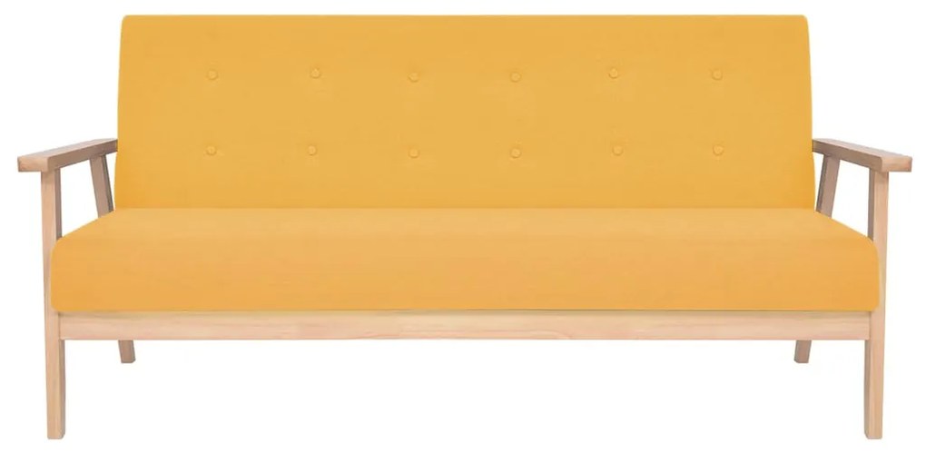 3 pcs conjunto de sofás tecido amarelo