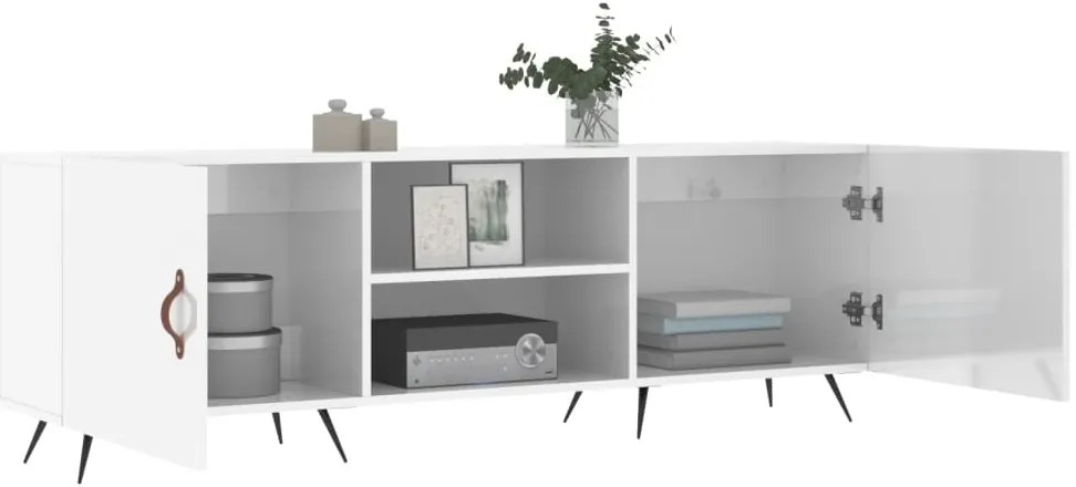 Móvel de TV 150x30x50 cm derivados de madeira branco brilhante