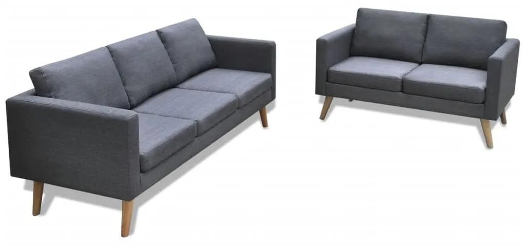 Conjunto de sofás de 2 lugares e 3 lugares tecido cinza escuro