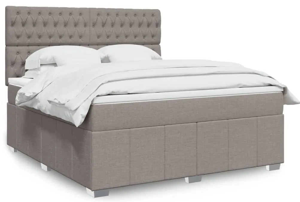 vidaXL Cama com molas/colchão 180x200 cm tecido castanho-acinzentado