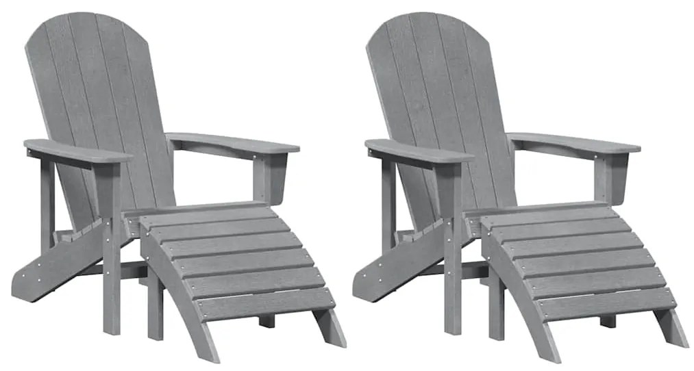 Cadeiras Adirondack vidaXL com Apoios para os Pés 2 pcs Cinza Claro HD