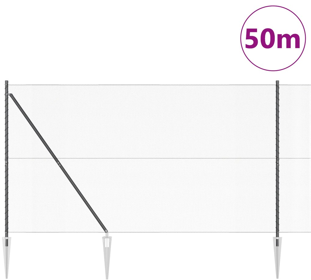 Cerca Hexagonal vidaXL Cinza 1.6x50 m Aço