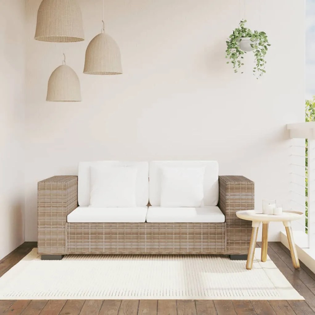 vidaXL Conjunto de sofá de 2 lugares, 7 pcs, vime genuíno